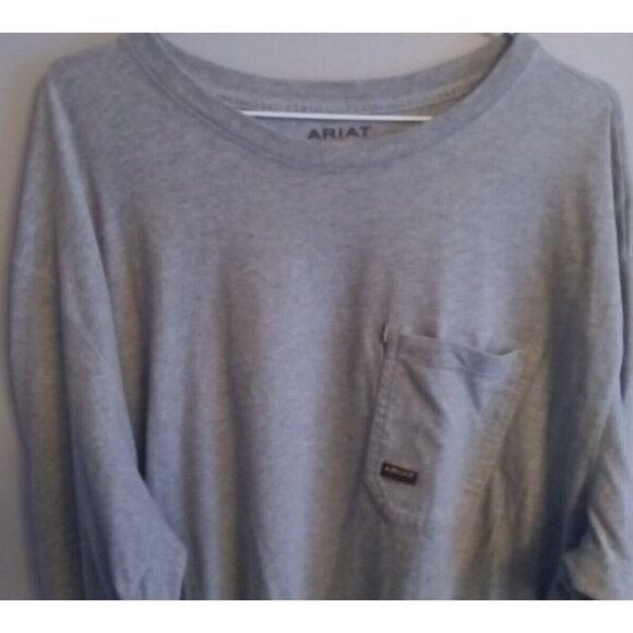 Ariat Rebar Men's Pocket Long Sleeve Tee T Shirt Beige Gray Work Size 3XL - Picture 3 of 7
